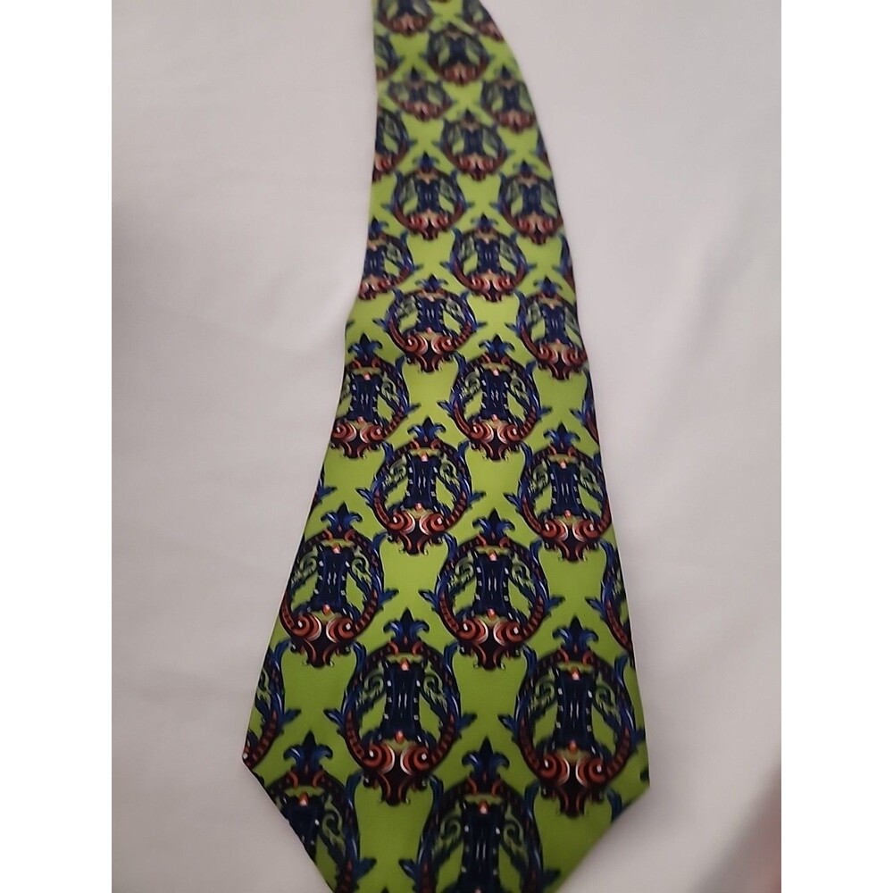 George Machado Zylos Men's Classic 100 % Silk, Green Black Tie NWT